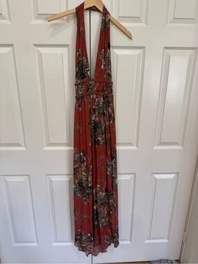 ILLA ILLA Burnt Orange Red Bohemian Maxi Dress